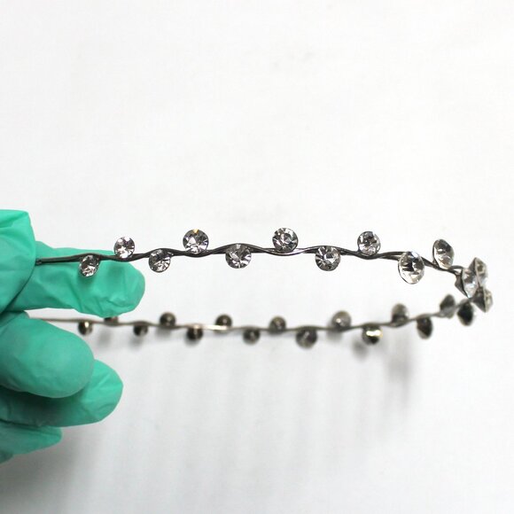 Clear Rhinestone Silvertone Hair Head Piece Band Decoration Trim Wedding Pageant - Picture 7 of 12